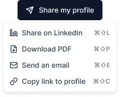 Share profile dropdown